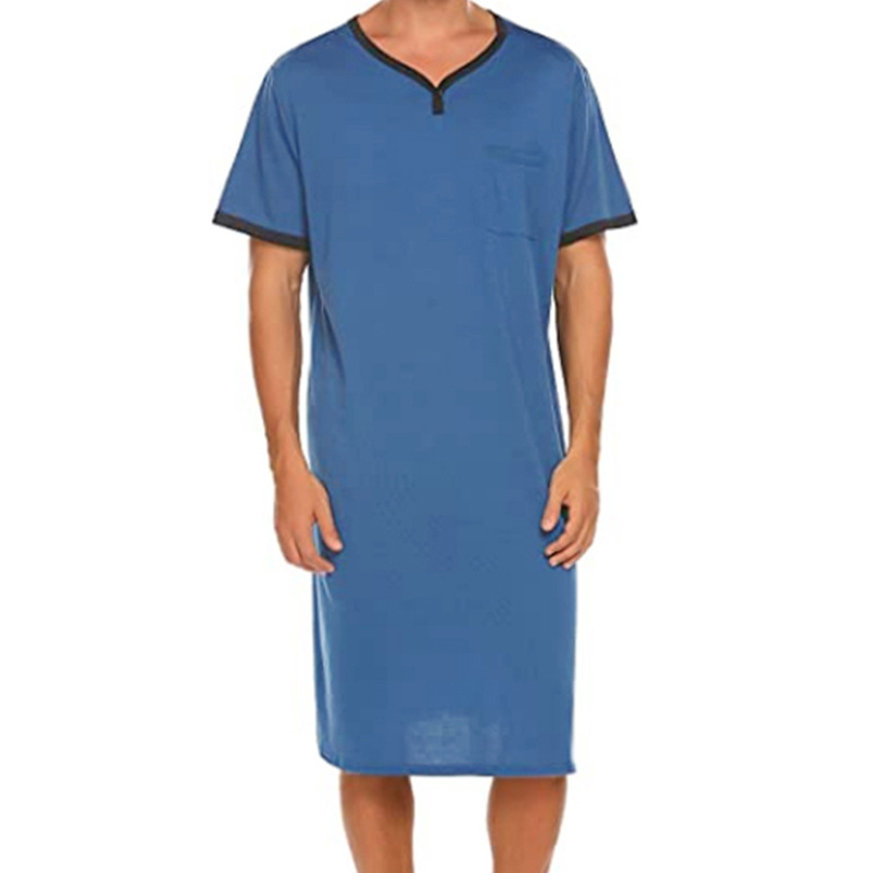 Dünnes und längliches Modal-Nachthemd, lockerer, hautfreundlicher Pyjama mit kurzen Ärmeln, Herren-T-Shirts, Heimkleidung_voghion.com
