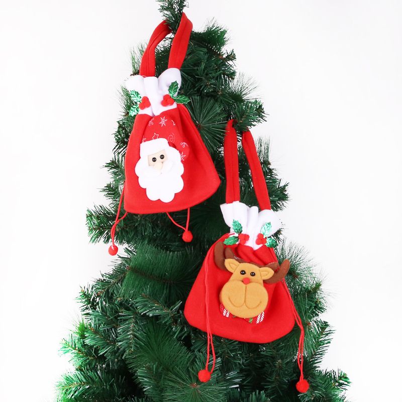 Bolsa de regalo de Navidad Bolsa de caramelos Bolsa de regalo no tejida Papá Noel Muñeco de nieve Alce Oso Bolsa de caramelos de frutas_voghion.com
