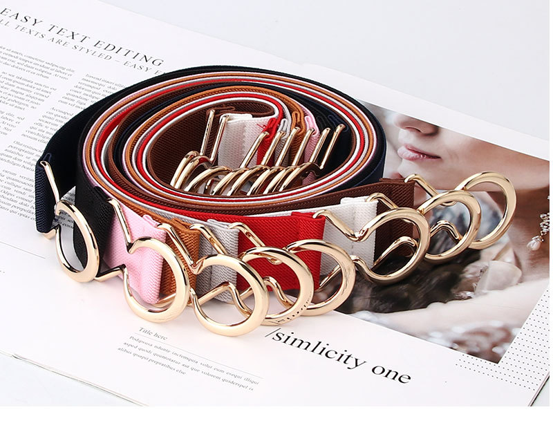 Ceinture élastique minimaliste japonaise noire à boucle unique pour robe de femme, ceinture ajustée avec boucle circulaire_voghion.com