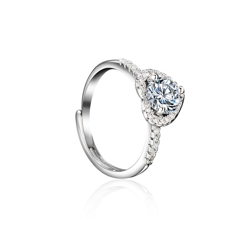 Anello di lusso leggero a forma di cuore con moissanite simulata, diamante da un carato, regolabile, aperto, zircone, per donna_voghion.com