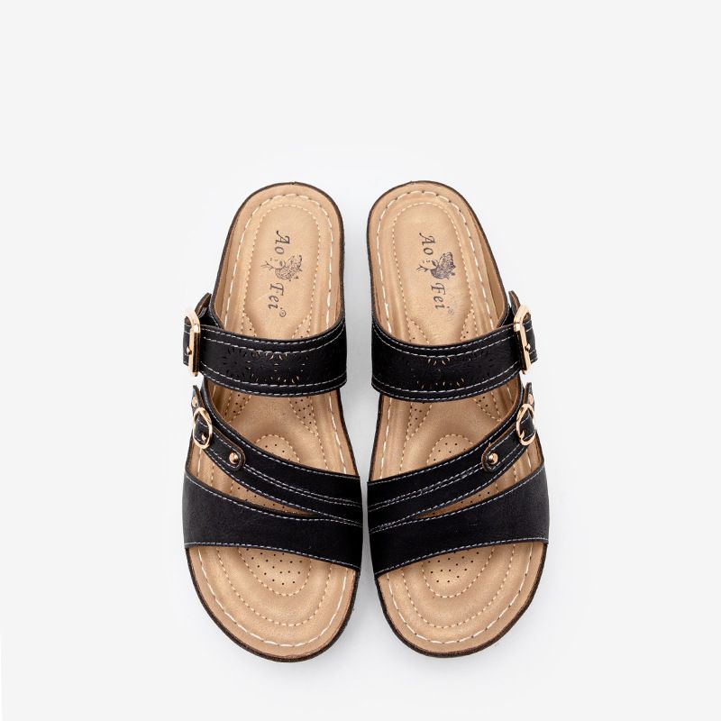 Neu für Frauen, die rutschfeste, lässige Sandalen mit Metallschnalle und dicker Sohle tragen, Sommer-Hausschuhe_voghion.com