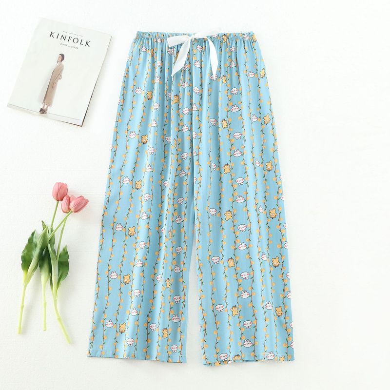 Women's Sleepwears Cotton silk pajama pants beach pants can be worn over a large size home dress nine point pants_voghion.com