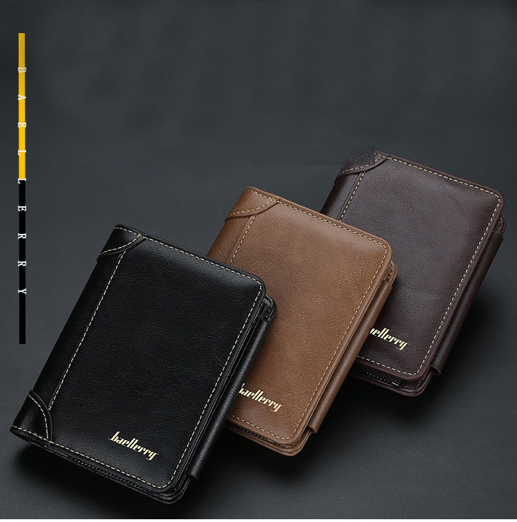 Baellerry Brieftasche Herren Kurze europäische und amerikanische Multi-Karten-Position Trifold Zipper Zero Wallet Mode dünne Kartentasche Männer_voghion.com