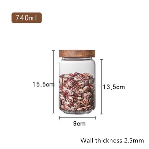 Wood Lid Orgnizer Glass Airtight Canister Kitchen Storage Bottles Jar Sealed Food Container Ginger Cereal Dispenser Stash Cans_voghion.com