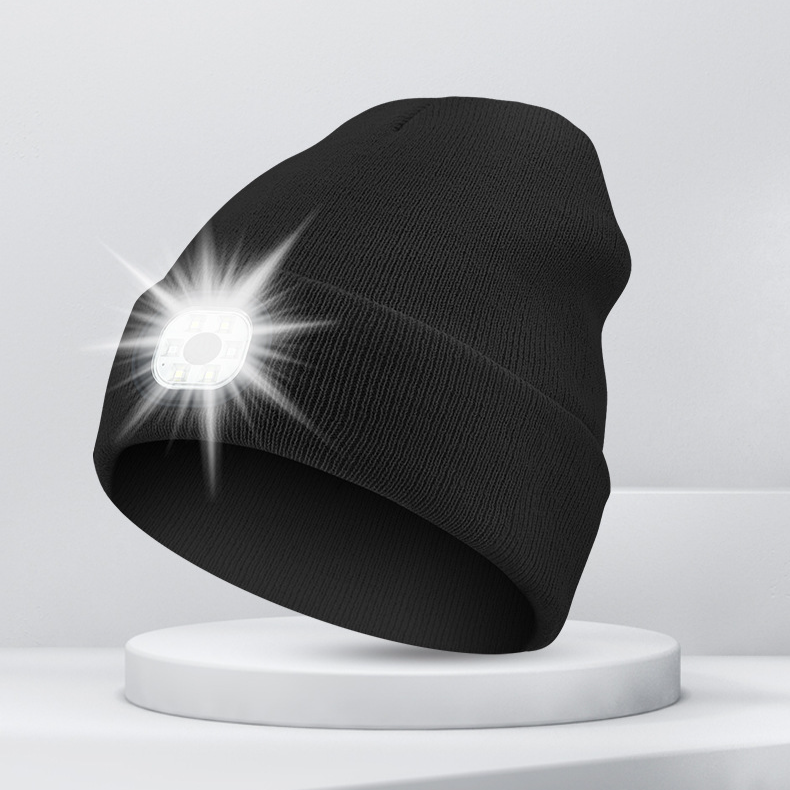 Unisex Rechargeable six-light beaded LED light-emitting knitted hat_voghion.com
