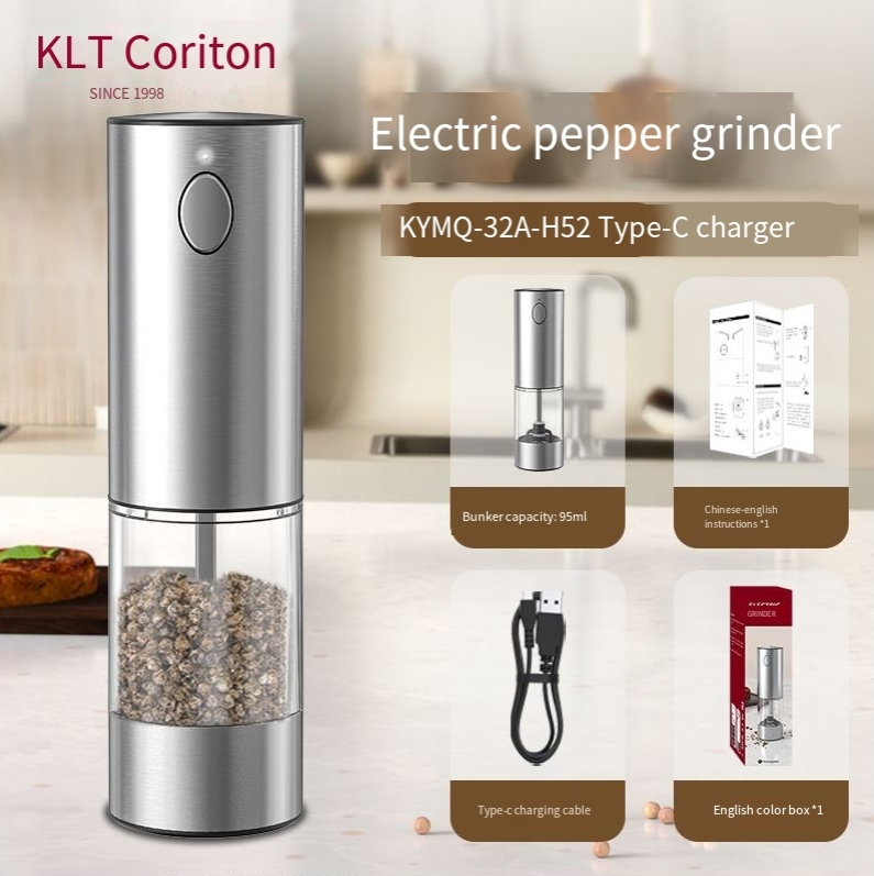 Elektryczny młynek do pieprzu Pieprz Czarny pieprz Młynek do soli Butelka Butelka na przyprawy Słoik_voghion.com