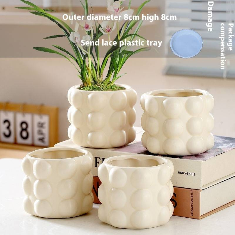 Keramik-Blumentopf mit Untertasse – Stilvolles Wohndekor für Sukkulentenpflanzen – Modernes und elegantes Design_voghion.com