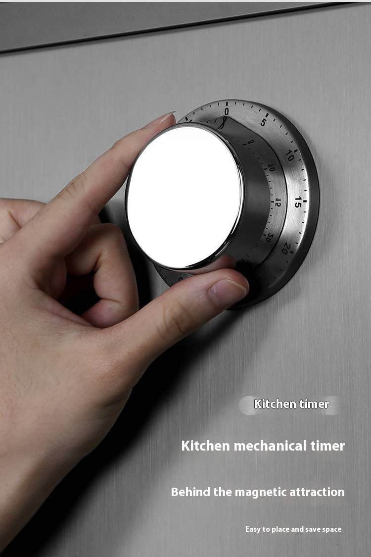 Temporizador mecánico de cocina de acero inoxidable - Alarma sonora para cocinar, hornear, estudiar y exámenes - Temporizador clásico de cuerda con base magnética y soporte_voghion.com