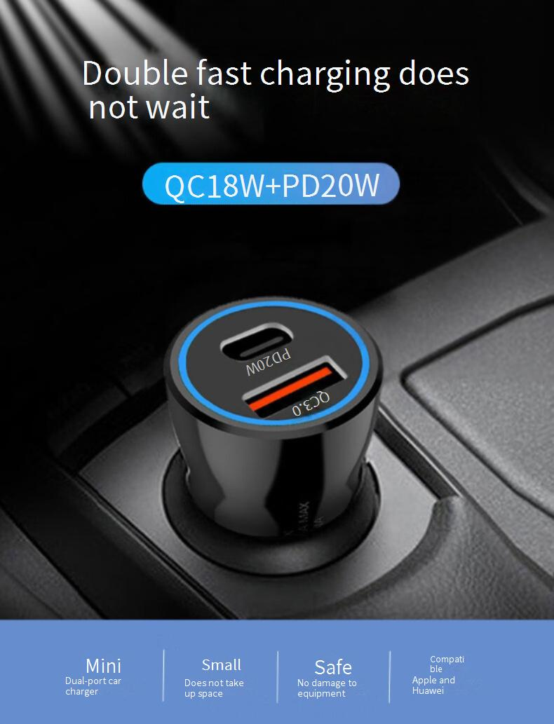 Autoladegeräte Dual Port Flash Charging USB Autoladegerät Kopf Qc3.0 Mini Autoladegerät Superschnelles Laden 20w_voghion.com