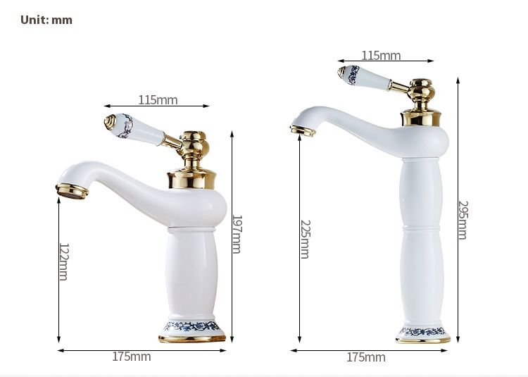 European Platinum Hot And Cold Water Faucet Full Copper Bathroom Heightened Blue And White Porcelain Lamp Table Under The Basin Faucet Toilet_voghion.com