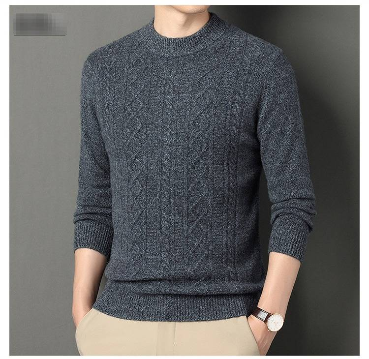 Dikke wollen gebreide trui voor heren - warme ronde hals trui voor herfst en winter, klassieke casual stijl, zacht en ademend (meerdere kleuren en maten)_voghion.com
