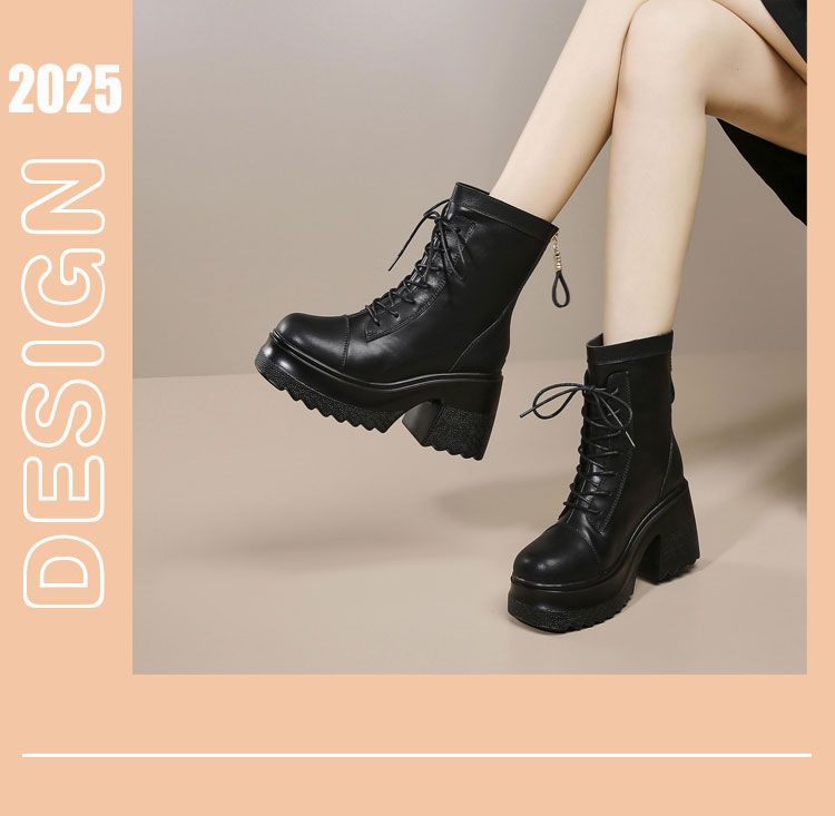 【9.5cm Heel Lift】Women's Faux Fur Martens 25 Winter New Arrival Versatile Thick Soles Mid-Calf Elastic Boots_voghion.com