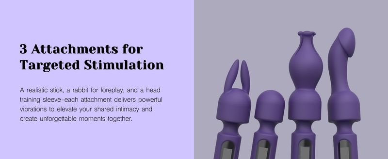 Wand Vibrator Kits, Couple Adult Sex Toys With 3 Attachments For Clit, G Spot, Glans, Clitoral Stimulator Vibrating Dildo, 10 Patterns 4 Speeds_voghion.com