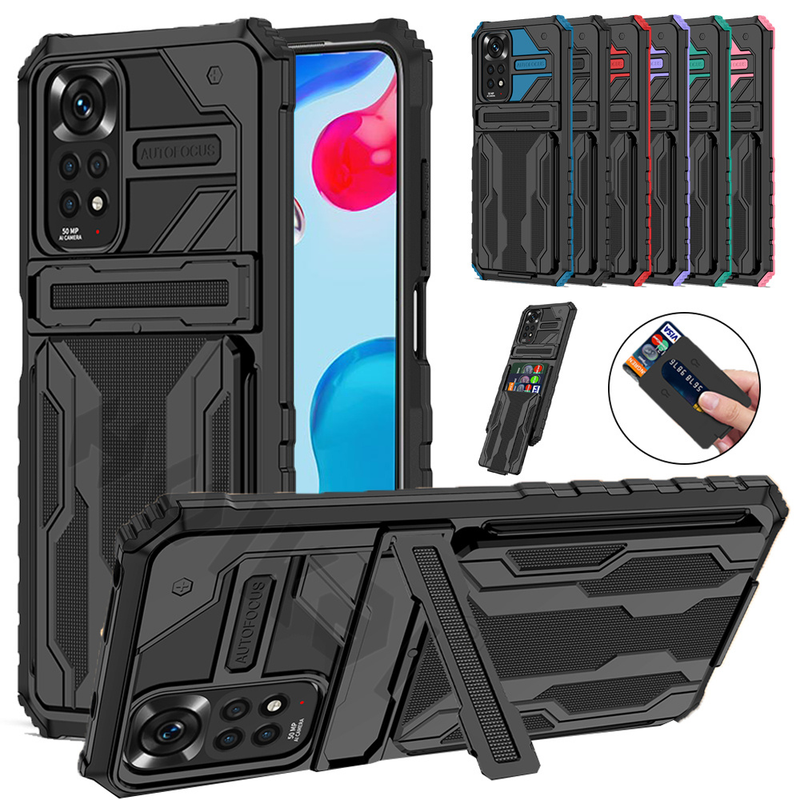 Shockproof Armor Case Fir Xiaomi Redmi Note 11S 11 10 10S 9 Pro Max 11T Poco M4 M3 X3 Pro Anti Shock KickStand Card Slot_voghion.com