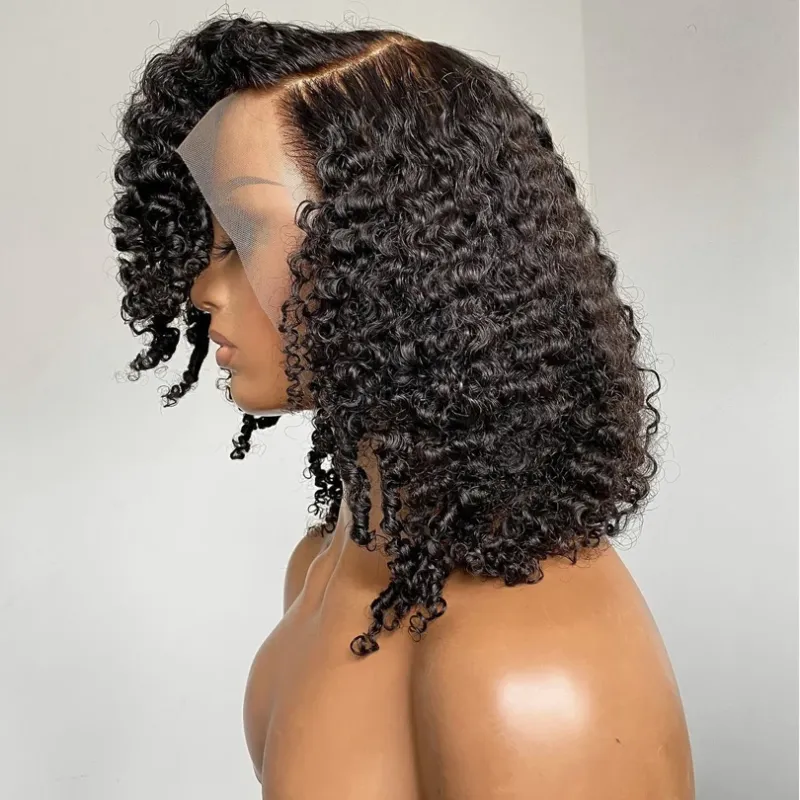 18inch 200 Density Kinky Curly Silk Base Full Lace Wig Glueless Brazilian Curly 5x5 Silk Top Full Lace Human Hair Wig For Women_voghion.com