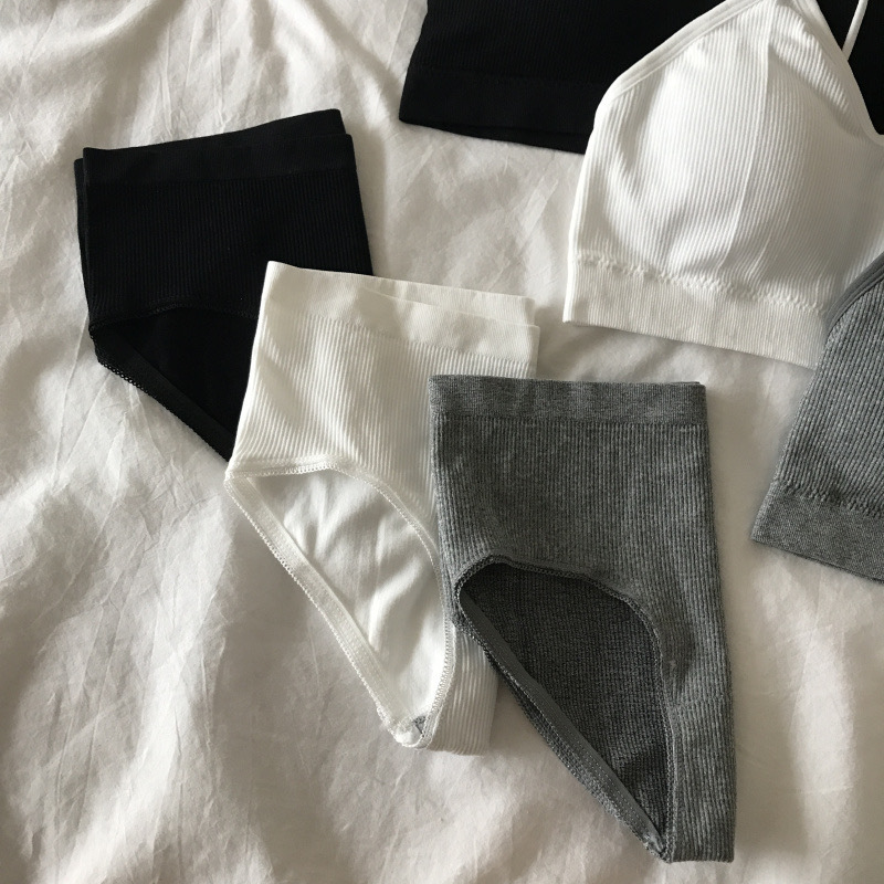 Intimo sportivo da donna in stile coreano push up senza anello in acciaio reggiseno sexy top a tubino alto elastico set di mutandine_voghion.com