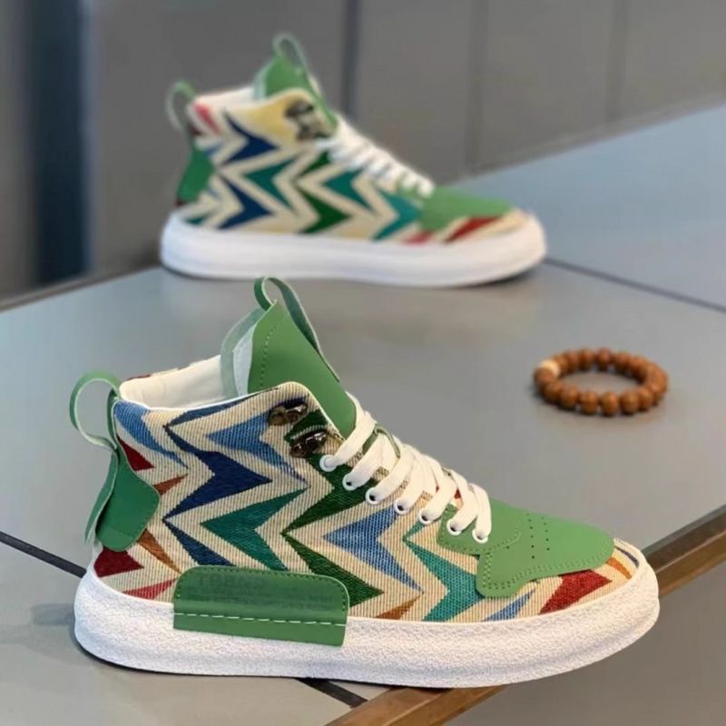 High-Top-Herrenschuhe Sommer Neue trendige Mode Weiche Sohle Stoff Atmungsaktiv Koreanischer Stil Beliebte Casual Sneakers_voghion.com