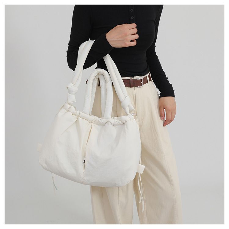 New style portable down cotton bag winter versatile fashion shoulder messenger bag multifunctional pleated casual backpack_voghion.com