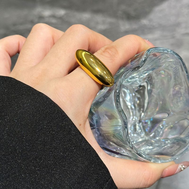 fashion geometric oval ring female glossy design exaggerated open index finger ring ring_voghion.com