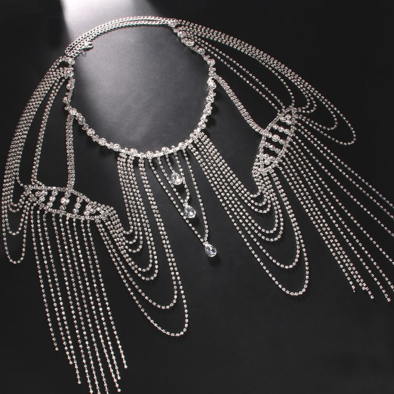 Beliebte Körperkette mit Strasssteinen, böhmische mehrschichtige Schulterkette mit Fransen, Körperkette für Damenaccessoires._voghion.com