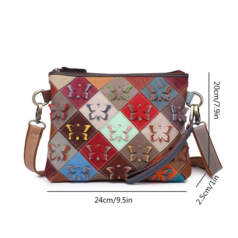 Borsa a mano in vera pelle da donna – Pochette e borsa a tracolla con patchwork geometrico floreale multicolore fatto a mano retrò, piccola borsa elegante_voghion.com