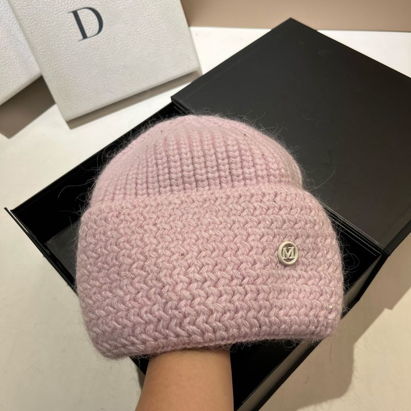 Pohjoismainen paksu kaninvilla ja talven lämpökiiltävä M-etiketti neulottu hattu muoti korealainen versio, jossa näkyy pieni pää_voghion.com
