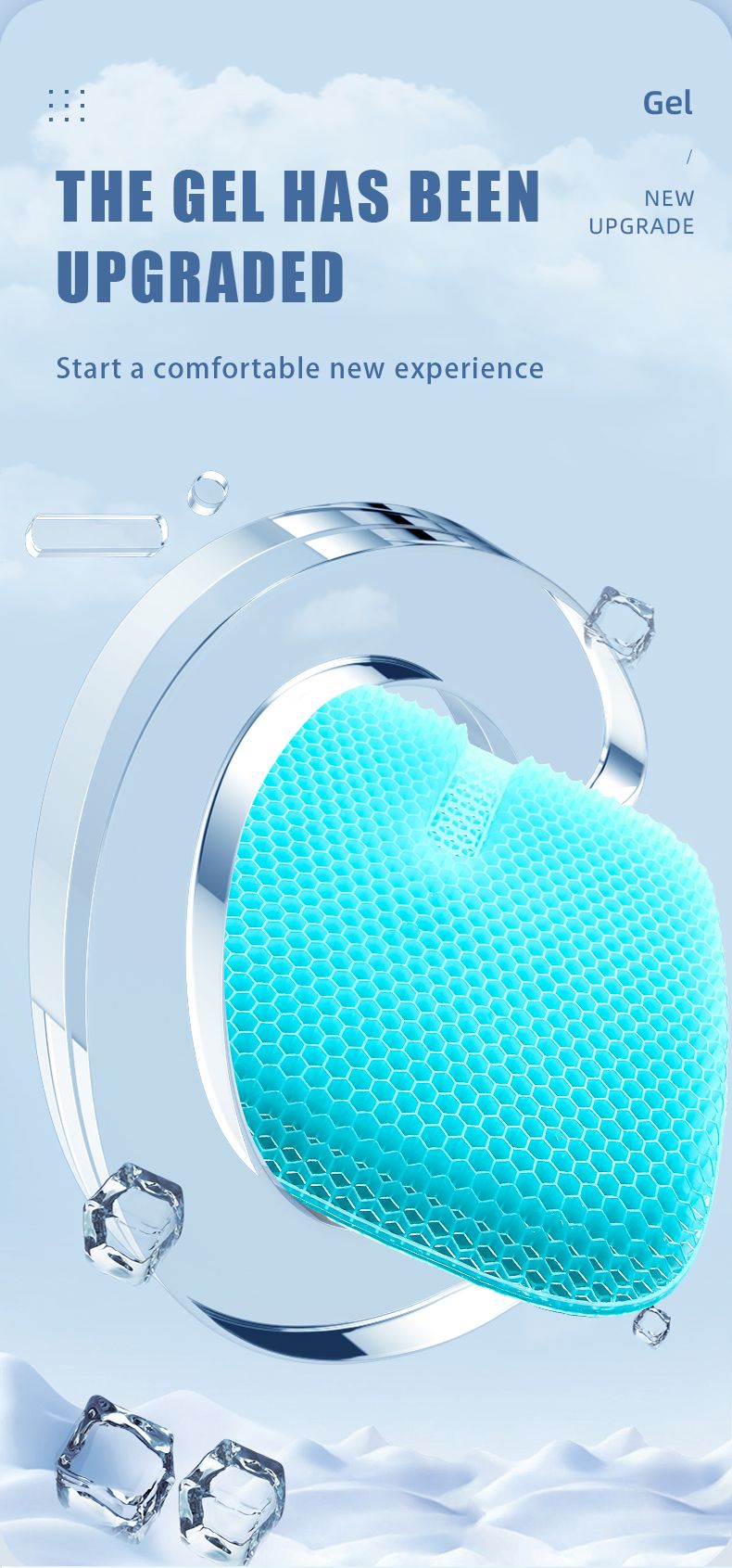 Gel-Sitzkissen für den Sommer, atmungsaktiv, Wabendesign zur Druckentlastung, Rücken- und Steißbeinschmerzen – für Rollstuhlfahrer im Homeoffice_voghion.com