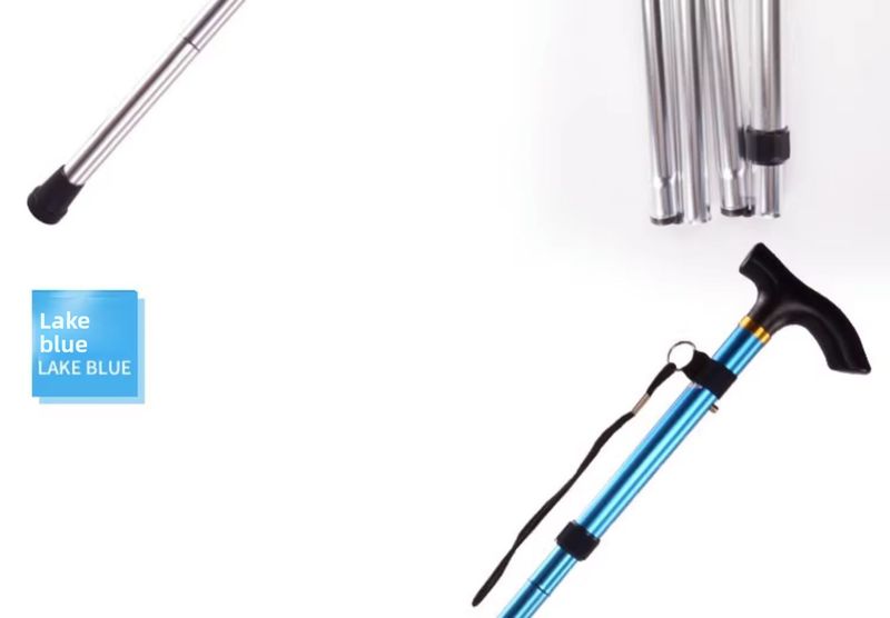Five-Section Folding Ultra-Short Trekking Pole Climbing Travel Hiking T-Handle Cane Five-Level Adjustment Telescopic_voghion.com