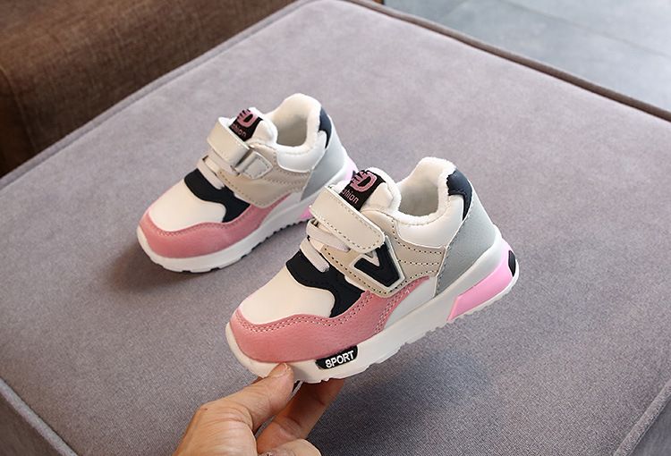 Child's shoes Add cotton new simple classic color matching children's warm sneakers_voghion.com