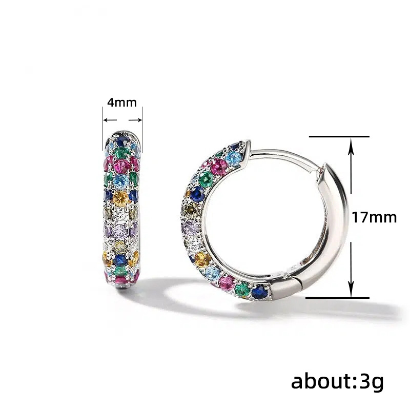 Cao Shi's Colorful Zircon Buckles For Women's Ins With A Small Crowd Design Sense, Advanced Sense Ear Rings, Simple And_voghion.com
