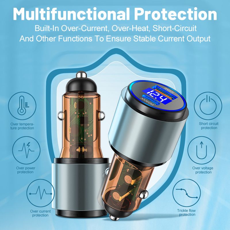 Music Festival  Two in one PD 30W+QC3.0 super fast charging car charger_voghion.com