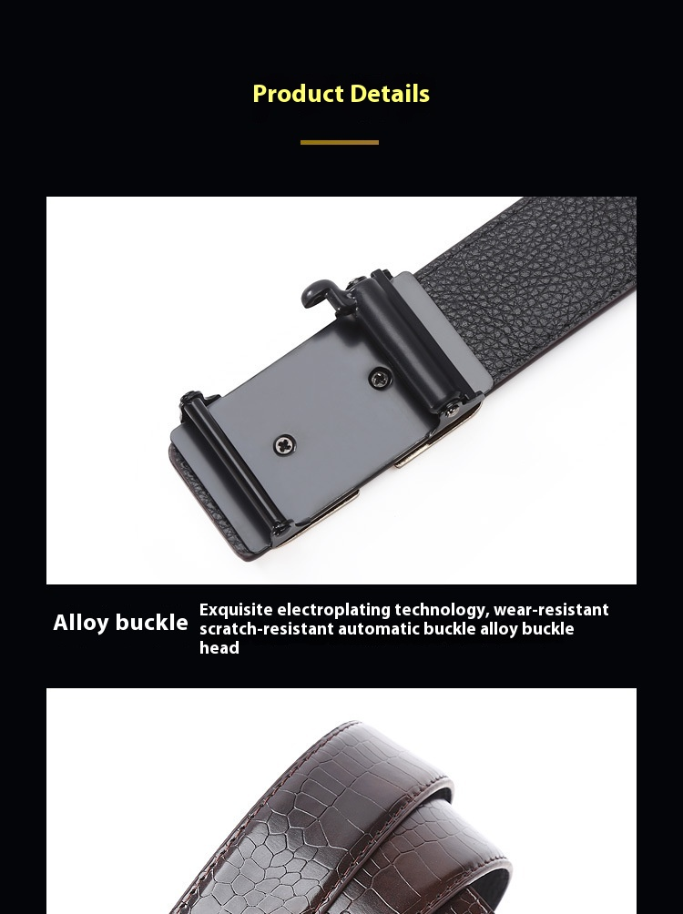 New Men's Belt with Fish Pattern, B-style Internal Wearing Toothless Belt, Fashionable and Casual with Versatile Temperament_voghion.com