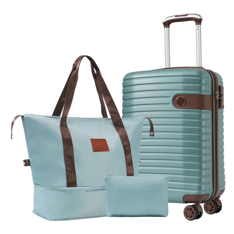 Luggage Sets 3 Piece Carry On Luggage 22x14x9 Airline Approved, Lightweight Hardshell ABS Suitcases With Wheels, 20 Inch, Blue_voghion.com