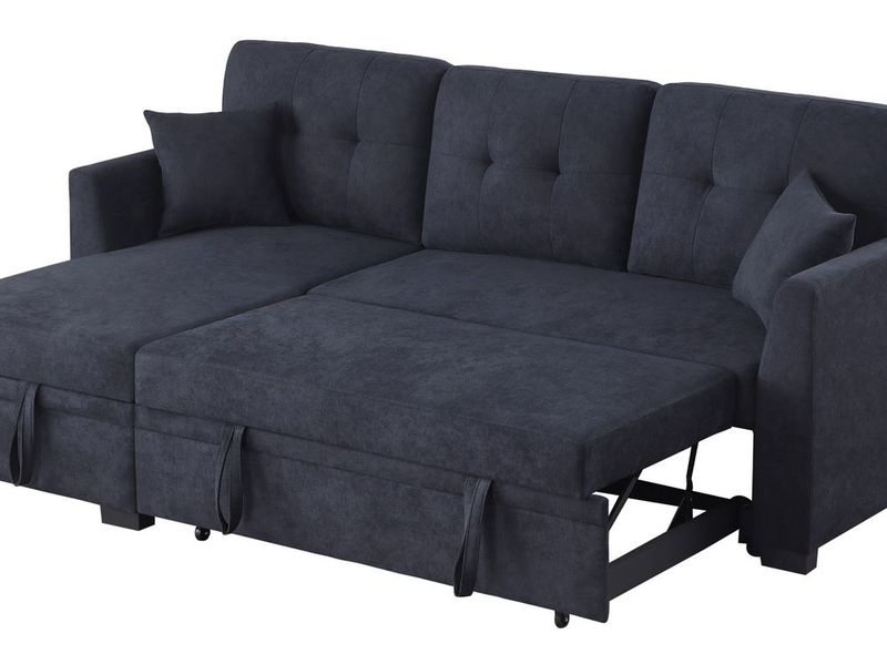 Sectional Sofa Bed, Dark Blue Dropshipping Products_voghion.com