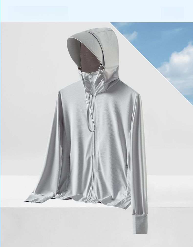 Giacca leggera estiva da donna, maglietta con protezione solare UV in seta sottile per uomo_voghion.com