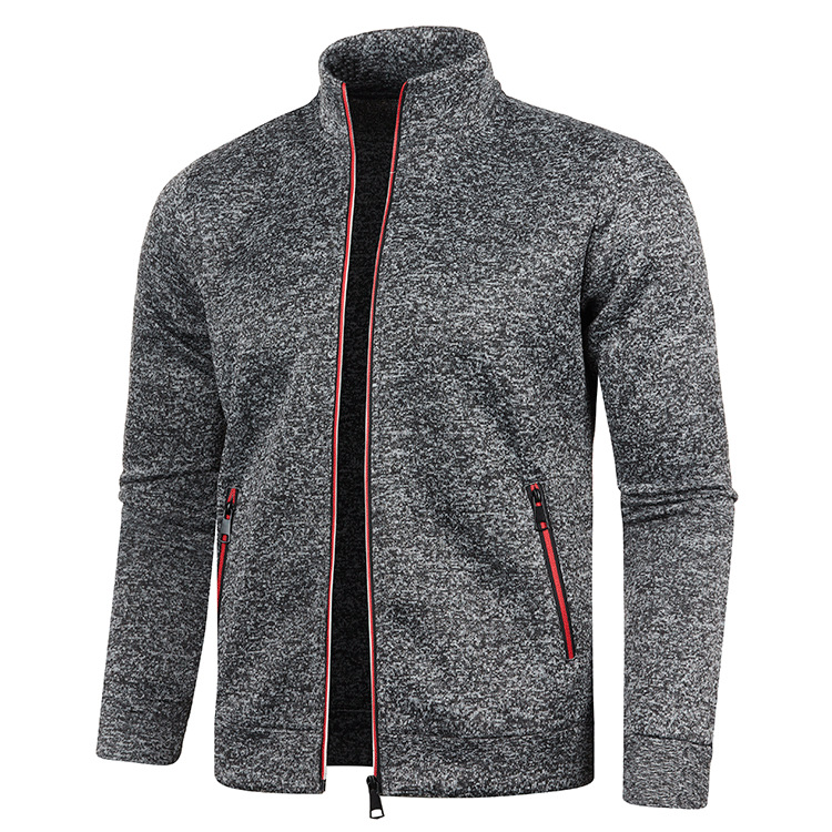 Herbst und Winter Herren Lange Reißverschluss Strickpullover Ärmel Dünne Samt Trendy Top Pullover Jacke Große Größe Männer_voghion.com