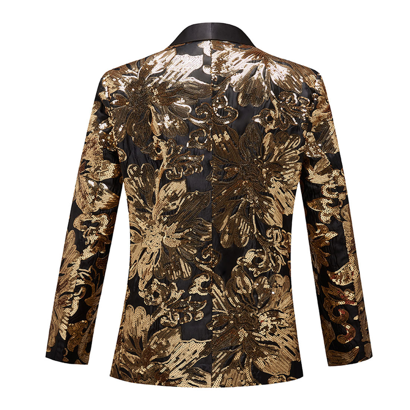 Sacou mic cu paiete și model auriu, croială slim fit special britanică, costum casual american, costum la modă pentru bărbați_voghion.com