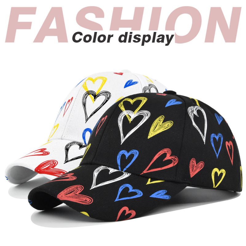 Graffiti heart-shaped printed personalized graffiti baseball cap, wide curved eave duckbill cap_voghion.com
