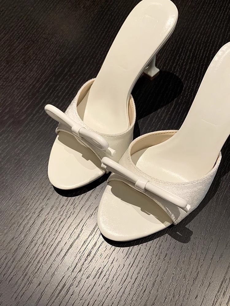 Sandali con tacco, ciabatte con fiocco, moda estiva da donna, 2025, nuovi e alla moda, squisiti e versatili._voghion.com