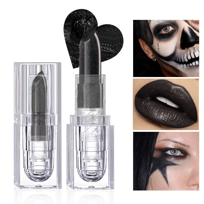 Halloween Ice Cube Lipstick Black waterproof Long-lasting Pearl Lipstick Painted Dark Gothic lip gloss_voghion.com