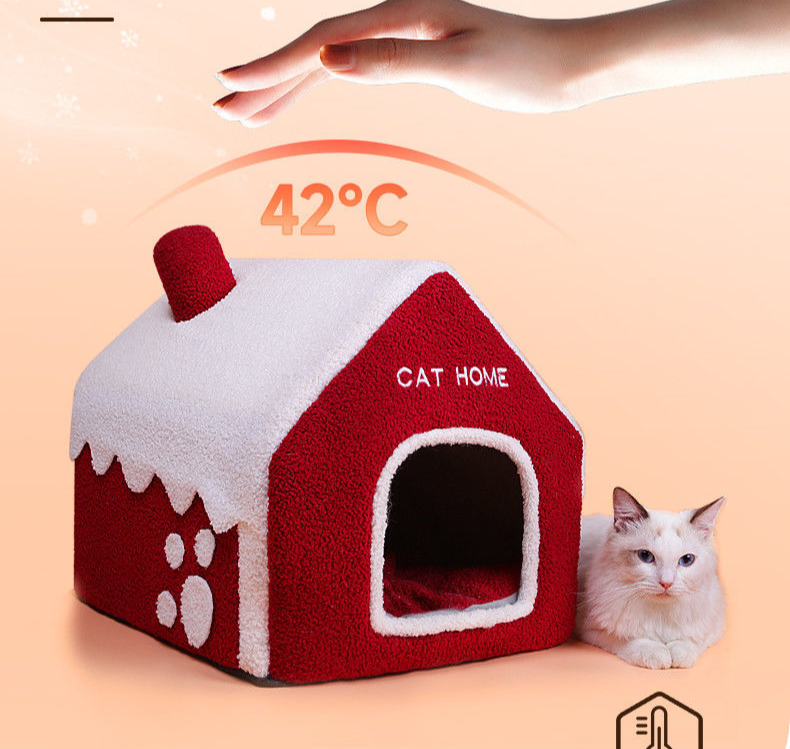 Letto per gatti inverno caldo quattro stagioni casa universale tipo villa letto chiuso casa letto invernale per cani forniture per animali domestici e gatti_voghion.com