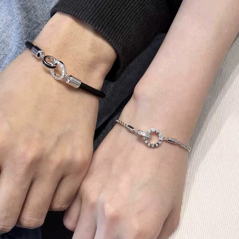 Regalo di San Valentino Time Lover Braccialetto di coppia con elastico piccolo, gettone d'amore_voghion.com