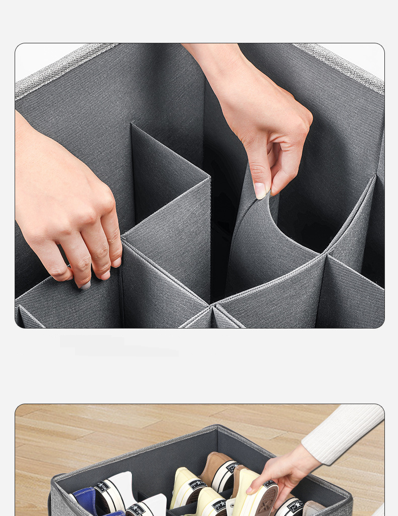 Family Organizer 16 Grid Shoe Storage Box Household Large Capacity Adjustable Storage Artifact Shoe Box Dustproof Storage Box_voghion.com