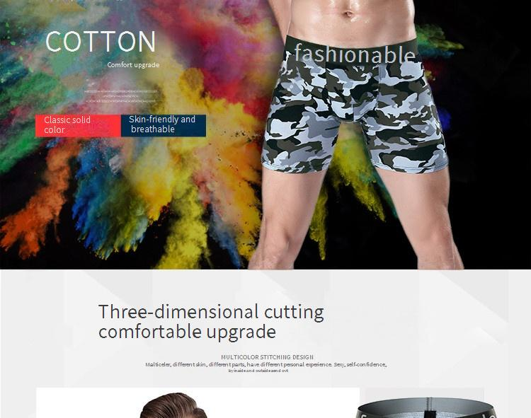 Men's Long-Length Camouflage Print Cotton Boxer Briefs - Anti-Chafing, Moisture-Wicking, Comfort Fit For Sports & Running_voghion.com