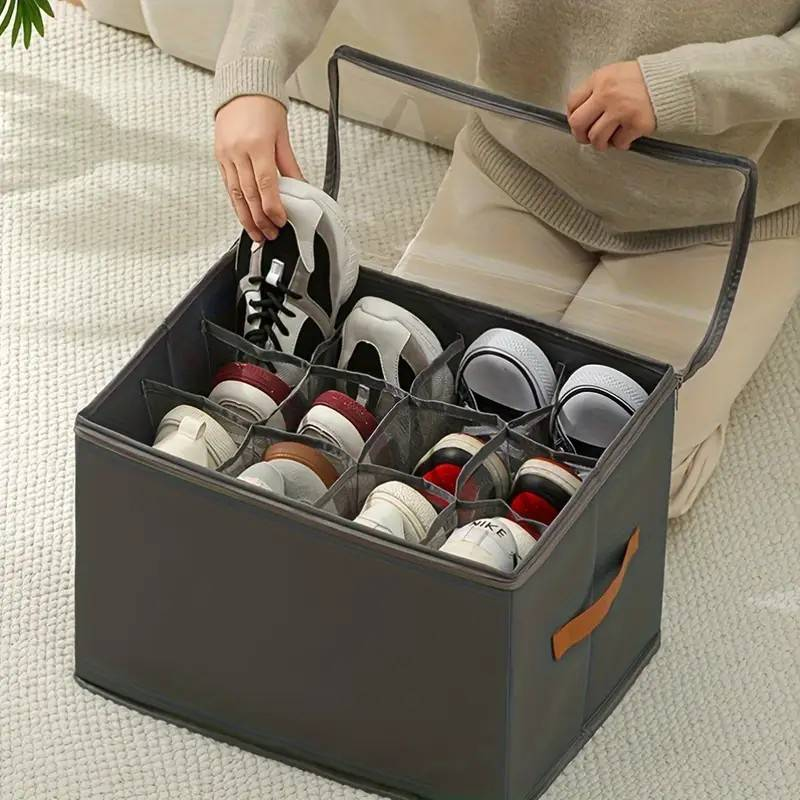 1 scatola portascarpe pieghevole in tessuto con coperchio - Organizer impilabile antipolvere e antiumidità, design rettangolare salvaspazio_voghion.com