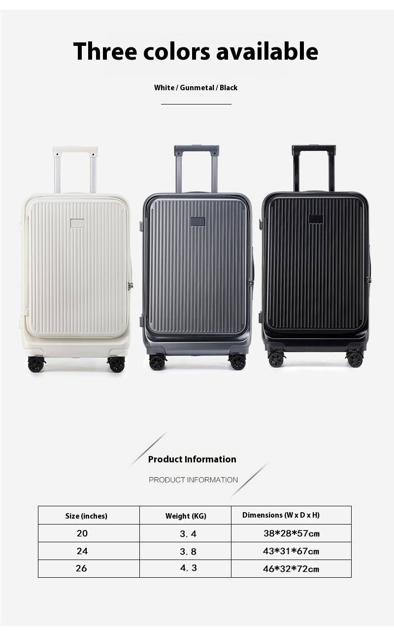 Valigia per laptop da viaggio d'affari con porta di ricarica USB, scomparto con apertura frontale, struttura in alluminio, bagaglio a mano antiurto con ruote per uomo e donna_voghion.com