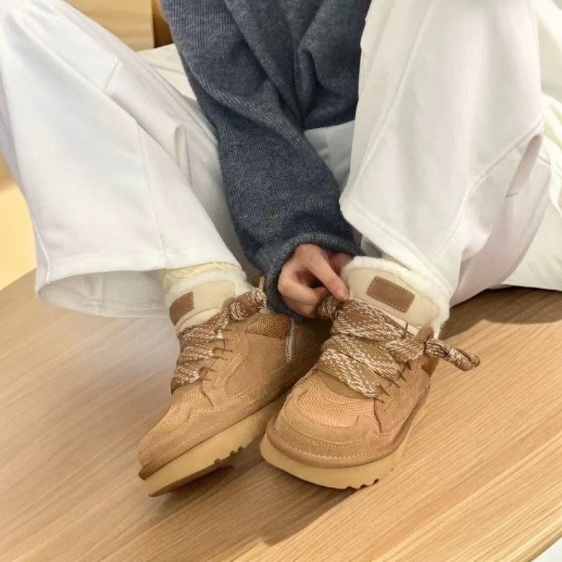 Stivaletti da neve da donna e da uomo, con plateau e plateau, in pelle di pecora, firmati Tazz Tasman Lowmel Sand Trainer_voghion.com