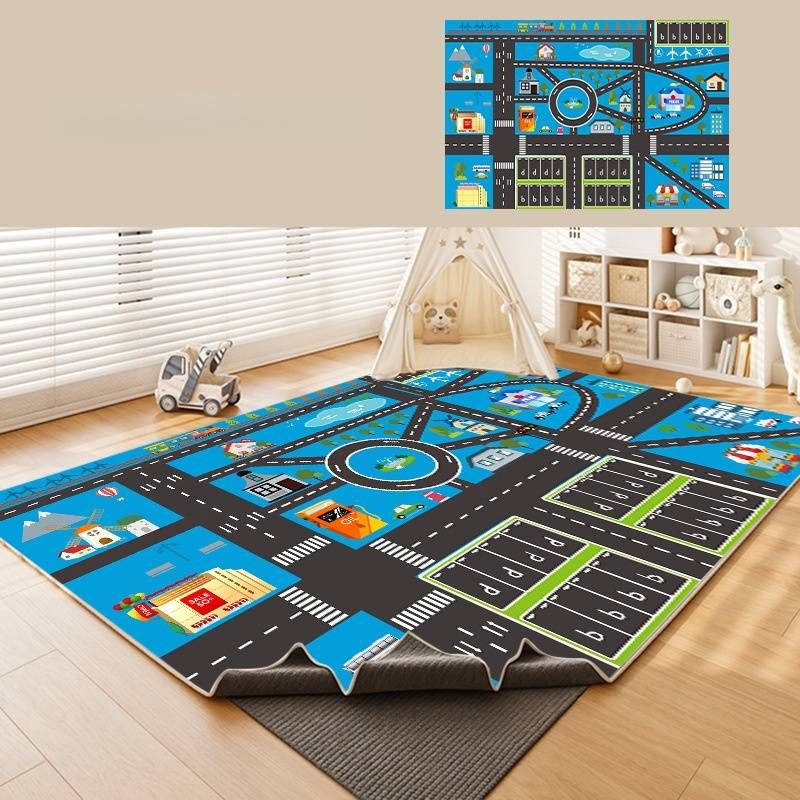 Interactive City Play Mat – Machine Washable Kids Rug With Traffic & Maze Designs (Detachable Base, Educational Floor Game)_voghion.com