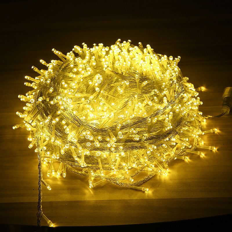Catena di luci natalizie a LED per esterni impermeabili, 10 m, 100 LED, lucine con connettore terminale, bianco caldo/bianco freddo/multicolore_voghion.com