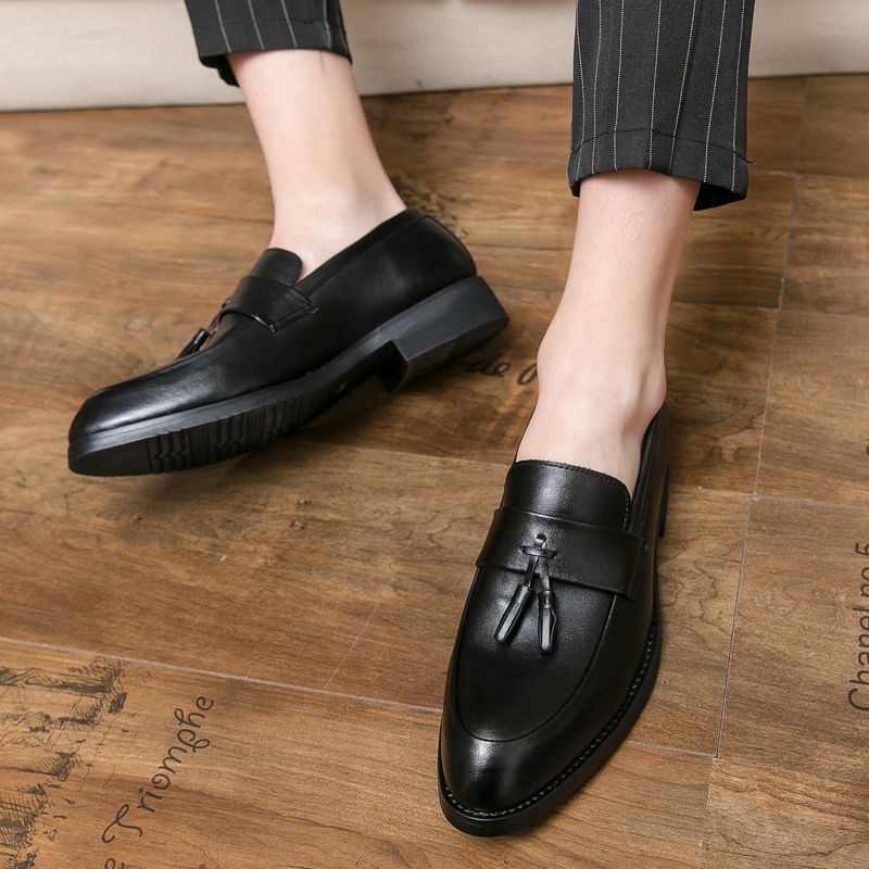 New Fashion Men's Brown Business Casual Loafer Shoes Daily Office Black Buckle Monk Men's Shoes One Foot Cover Banquet Dress Wedding Leather Shoes_voghion.com